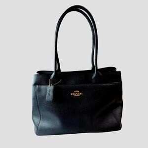 VTG Retired Navy Blue Coach Casey Cross-Grain Leather Structured Tote Bag F31474